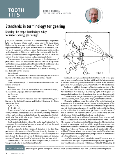 Standards in Terminology for Gearing | KHK USA Metric Gears